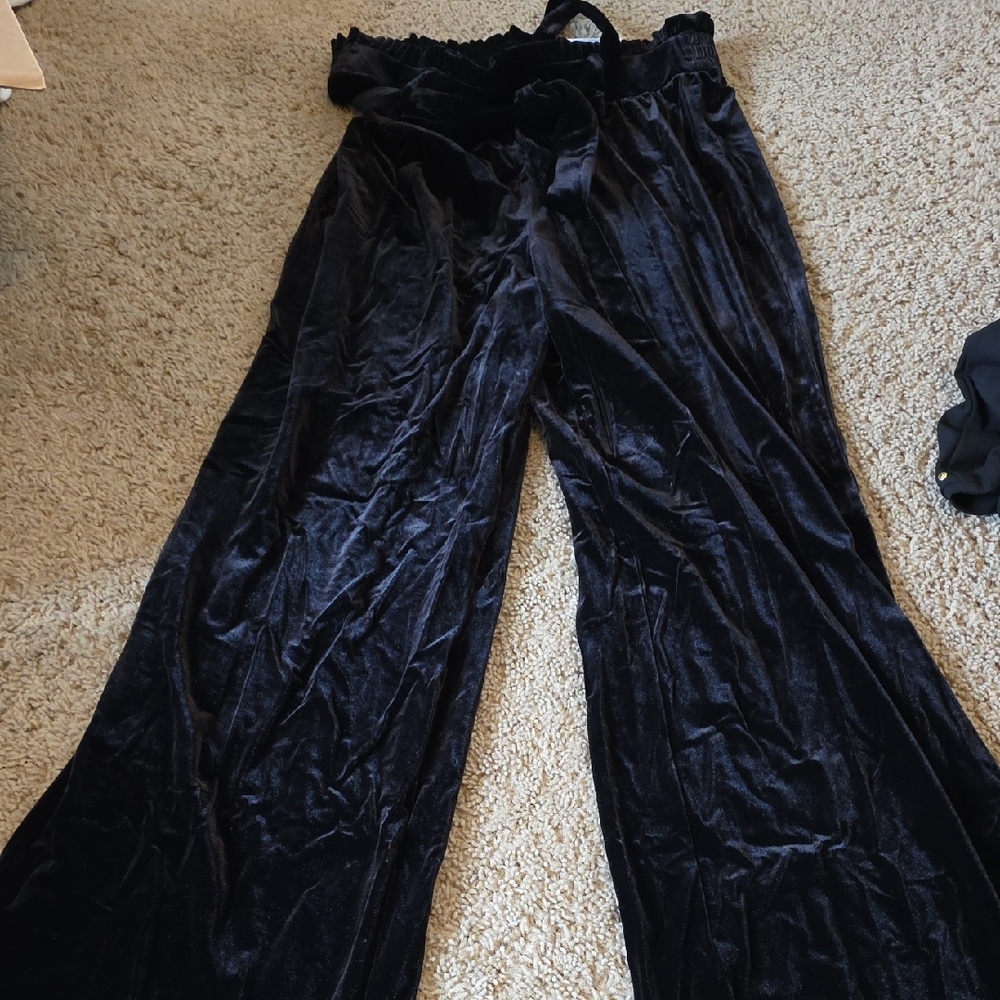 INC Black Velvet Wide-Leg Pants